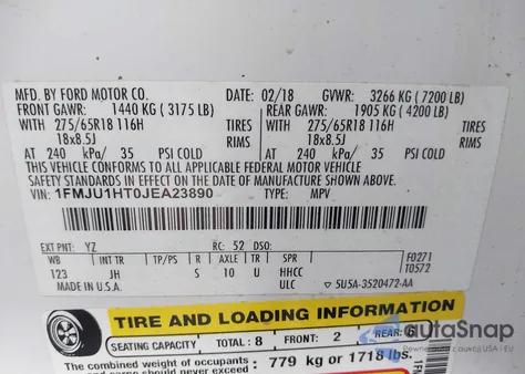 2018 Ford Expedition Xlt from USA, damaged, VIN 1FMJU1HT0JEA23890